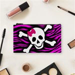 Pink Zebra Skull Cosmetic Bag (Small)