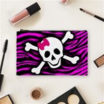 Pink Zebra Skull Cosmetic Bag (Medium)