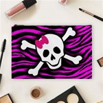 Pink Zebra Skull Cosmetic Bag (Large)