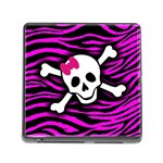 Pink Zebra Skull Memory Card Reader (Square 5 Slot)