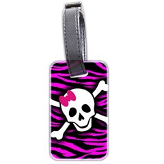 Pink Zebra Skull Luggage Tag (two sides) from ArtsNow.com Front