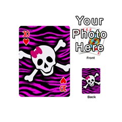 Pink Zebra Skull Playing Cards 54 Designs (Mini) from ArtsNow.com Front - Heart10