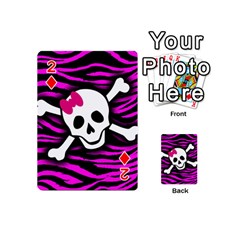 Pink Zebra Skull Playing Cards 54 Designs (Mini) from ArtsNow.com Front - Diamond2