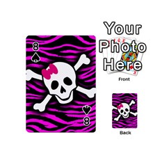 Pink Zebra Skull Playing Cards 54 Designs (Mini) from ArtsNow.com Front - Spade8