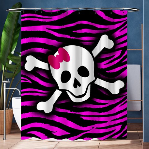 Pink Zebra Skull Shower Curtain 60  x 72  (Medium) from ArtsNow.com 60 x72  Curtain