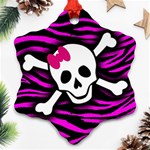 Pink Zebra Skull Ornament (Snowflake)