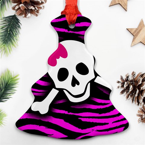 Pink Zebra Skull Ornament (Christmas Tree)  from ArtsNow.com Front