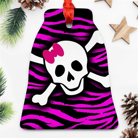 Pink Zebra Skull Ornament (Bell) from ArtsNow.com Front