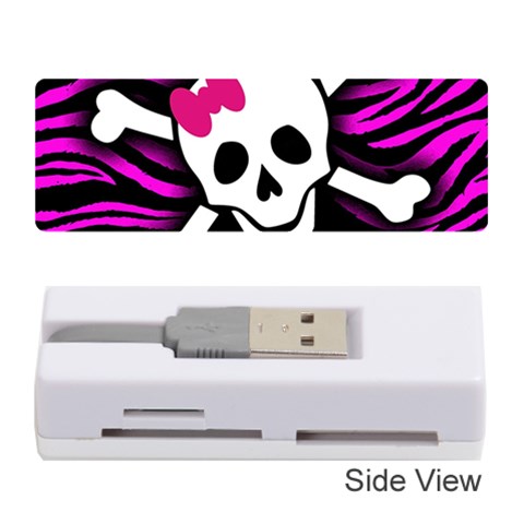 Pink Zebra Skull Memory Card Reader (Stick) from ArtsNow.com Front
