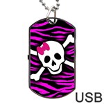 Pink Zebra Skull Dog Tag USB Flash (Two Sides)