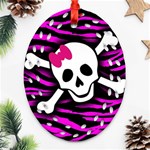 Pink Zebra Skull Ornament (Oval Filigree)