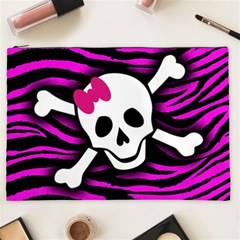 Pink Zebra Skull Cosmetic Bag (XXL) from ArtsNow.com Front