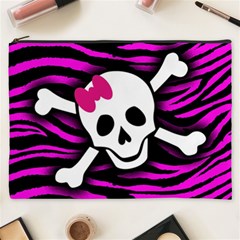 Pink Zebra Skull Cosmetic Bag (XXXL) from ArtsNow.com Front