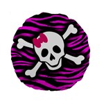 Pink Zebra Skull Standard 15  Premium Round Cushion 