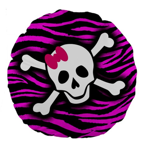 Pink Zebra Skull Large 18  Premium Round Cushion  from ArtsNow.com Front