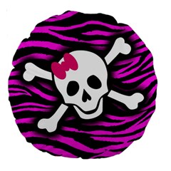 Pink Zebra Skull Large 18  Premium Round Cushion  from ArtsNow.com Front