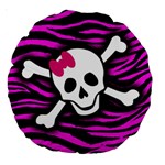 Pink Zebra Skull Large 18  Premium Round Cushion 