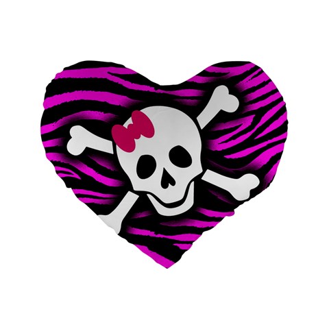 Pink Zebra Skull Standard 16  Premium Heart Shape Cushion  from ArtsNow.com Front