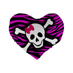 Pink Zebra Skull Standard 16  Premium Heart Shape Cushion  from ArtsNow.com Front