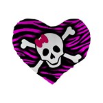 Pink Zebra Skull Standard 16  Premium Heart Shape Cushion 