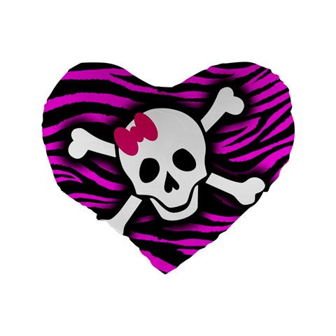 Pink Zebra Skull Standard 16  Premium Heart Shape Cushion  from ArtsNow.com Back