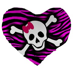 Pink Zebra Skull Large 19  Premium Heart Shape Cushion from ArtsNow.com Front