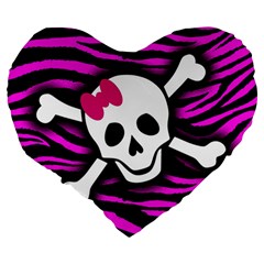 Pink Zebra Skull Large 19  Premium Heart Shape Cushion from ArtsNow.com Back