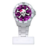 Pink Zebra Skull Plastic Nurses Watch