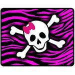 Pink Zebra Skull Double Sided Fleece Blanket (Medium)