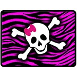 Pink Zebra Skull Double Sided Fleece Blanket (Large)
