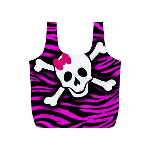 Pink Zebra Skull Full Print Recycle Bag (S) from ArtsNow.com Front