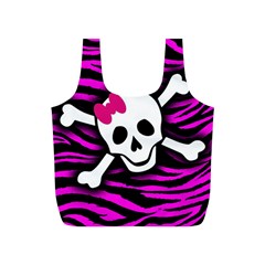Pink Zebra Skull Full Print Recycle Bag (S) from ArtsNow.com Back