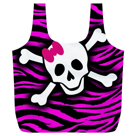 Pink Zebra Skull Full Print Recycle Bag (XL) from ArtsNow.com Front
