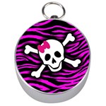 Pink Zebra Skull Silver Compass