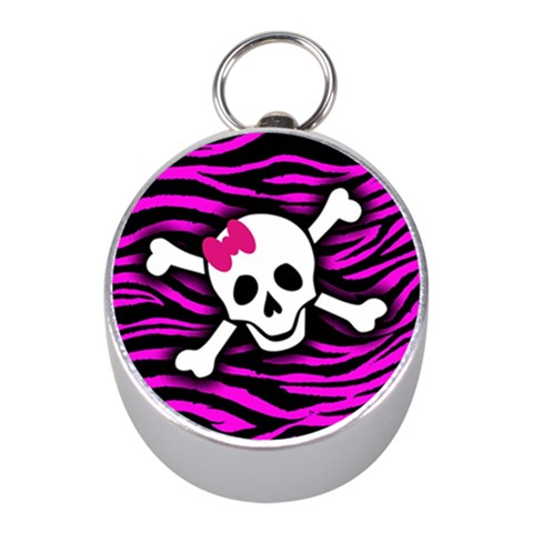 Pink Zebra Skull Silver Compass (Mini) from ArtsNow.com Front