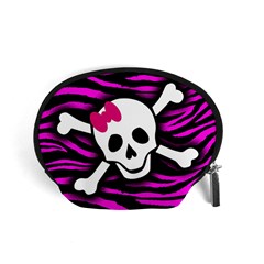 Pink Zebra Skull Accessory Pouch (Small) from ArtsNow.com Front