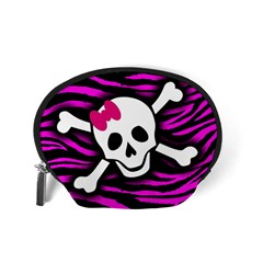 Pink Zebra Skull Accessory Pouch (Small) from ArtsNow.com Back