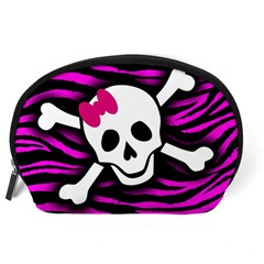 Pink Zebra Skull Accessory Pouch (Large) from ArtsNow.com Back