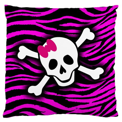Pink Zebra Skull Large Flano Cushion Case (Two Sides) from ArtsNow.com Front