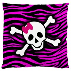 Pink Zebra Skull Large Flano Cushion Case (Two Sides) from ArtsNow.com Front