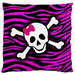 Pink Zebra Skull Large Flano Cushion Case (Two Sides)
