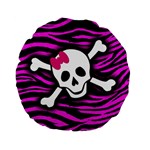 Pink Zebra Skull Standard 15  Premium Flano Round Cushion 