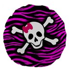 Pink Zebra Skull Large 18  Premium Flano Round Cushion 