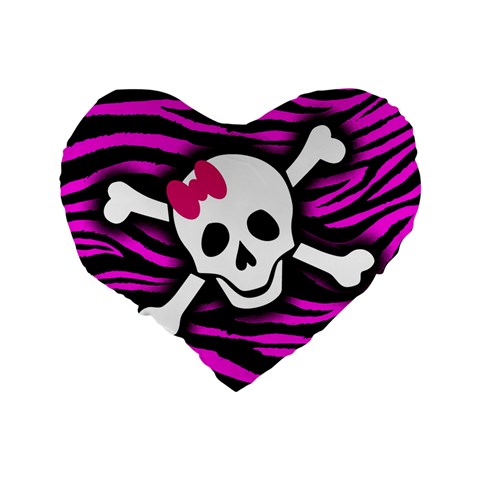 Pink Zebra Skull Standard 16  Premium Flano Heart Shape Cushion  from ArtsNow.com Back