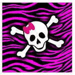 Pink Zebra Skull Large Satin Scarf (Square)