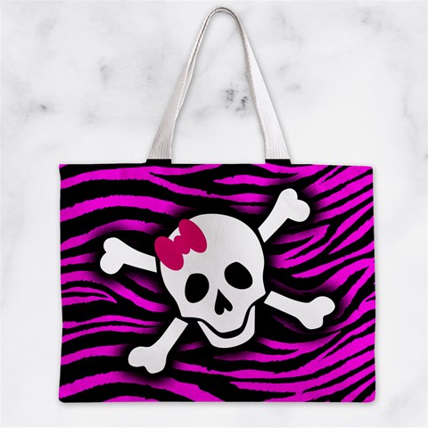 Pink Zebra Skull Zipper Mini Tote Bag from ArtsNow.com Back