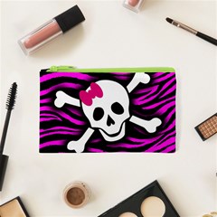 Pink Zebra Skull Cosmetic Bag (XS) from ArtsNow.com Front