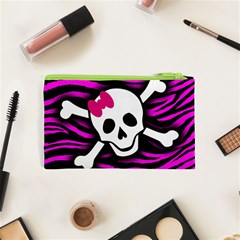 Pink Zebra Skull Cosmetic Bag (XS) from ArtsNow.com Back