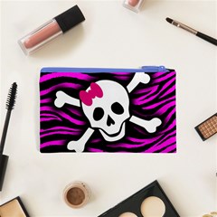 Pink Zebra Skull Cosmetic Bag (XS) from ArtsNow.com Back