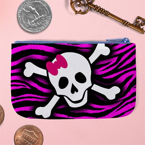 Pink Zebra Skull Large Coin Purse from ArtsNow.com Back